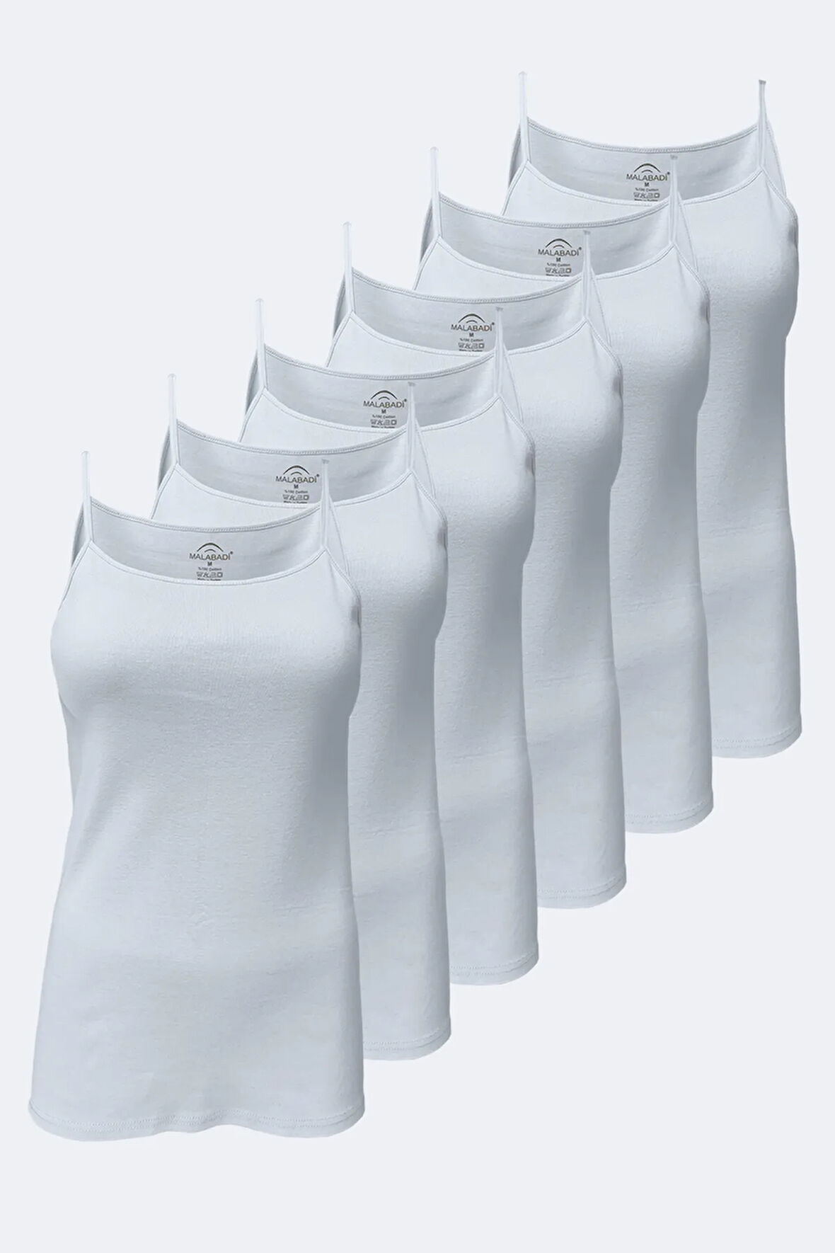 Kadın Beyaz 6 Lı Paket %100 Pamuk Ribana Ip Askılı Atlet 105-e