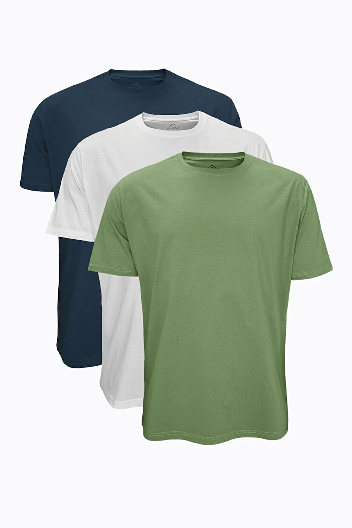 3 lü Paket Haki Erkek Büyük Beden Tişört Loose Fit / %100 Pamuk Bol Rahat Kesim 3M6041