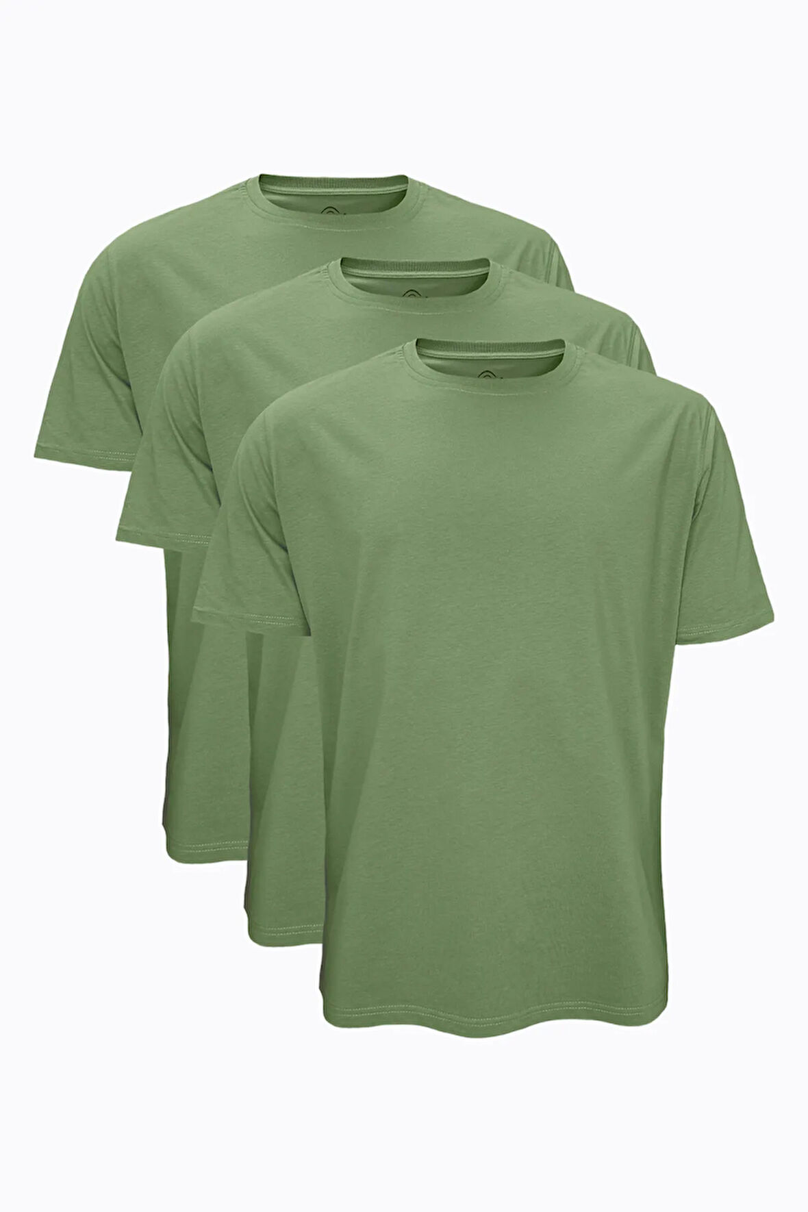 3 lü Paket Haki Erkek Büyük Beden Tişört Loose Fit / %100 Pamuk Bol Rahat Kesim 3M6041