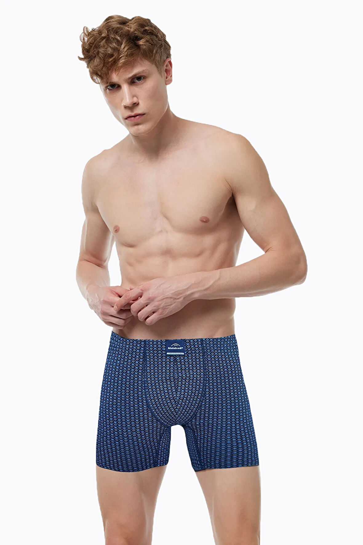 Erkek Desenli Pamuk Elastan Uzun Boxer 073