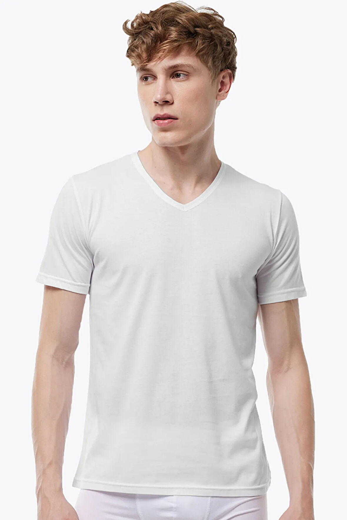 Erkek Füme V Yaka Modal İnce Yaz Serinliği Tişört 085