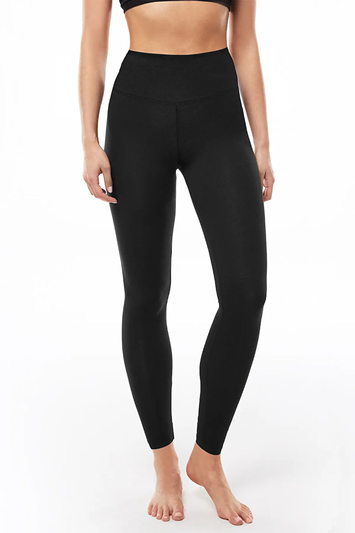 Kadın Siyah Modal Yüksek Bel Spor Tayt 1905