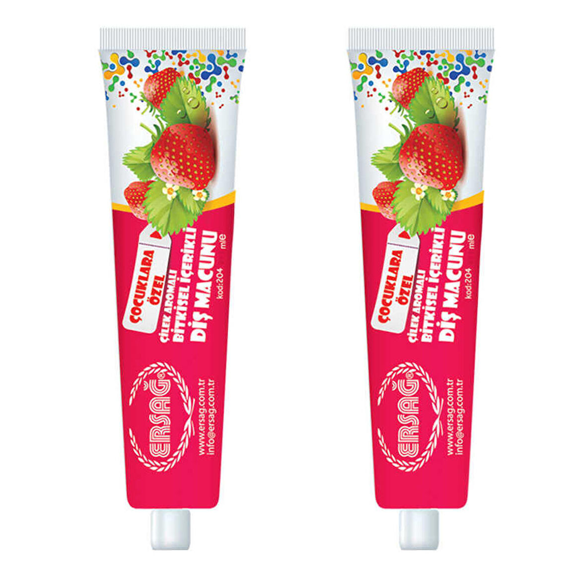 Ersağ Çilekli Diş Macunu (Çocuklara Özel) 75 Ml. * 2 Adet