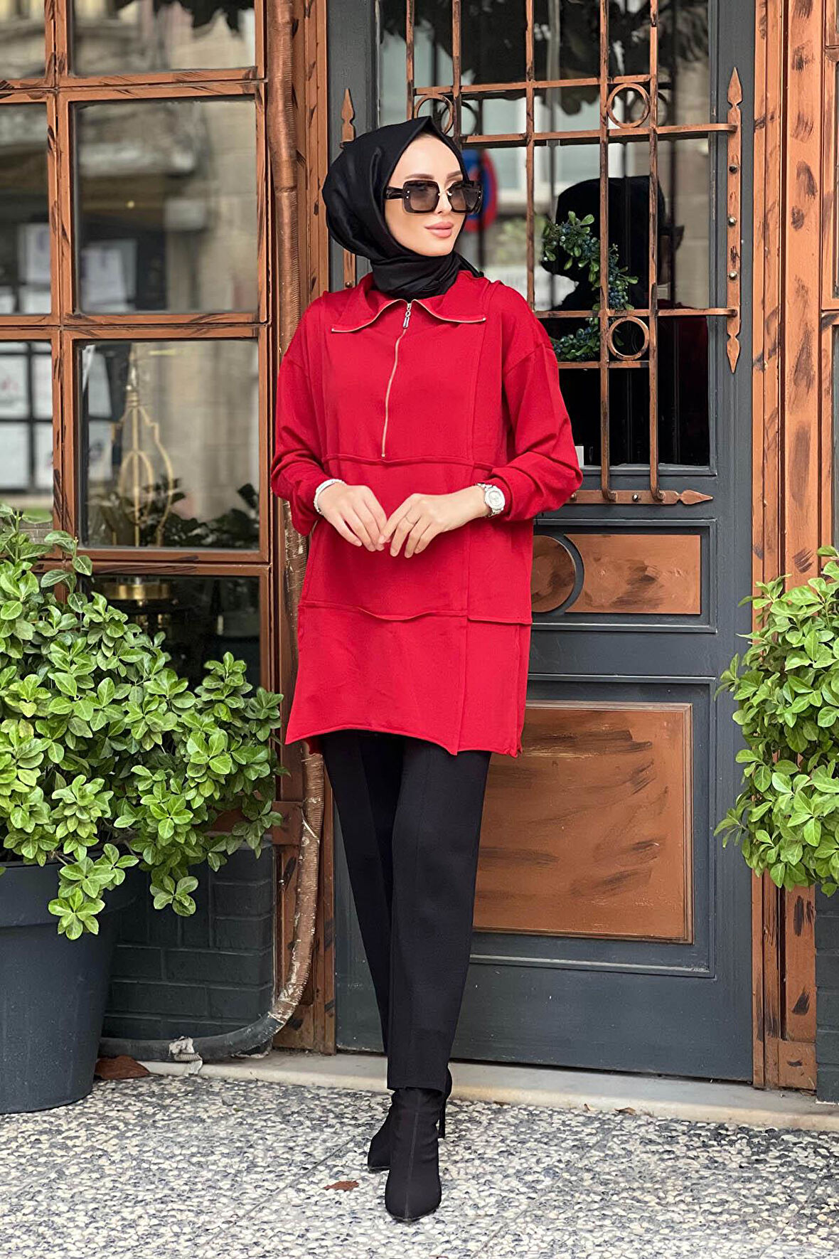 MissWhence Triko Tunik 36016 Kırmızı