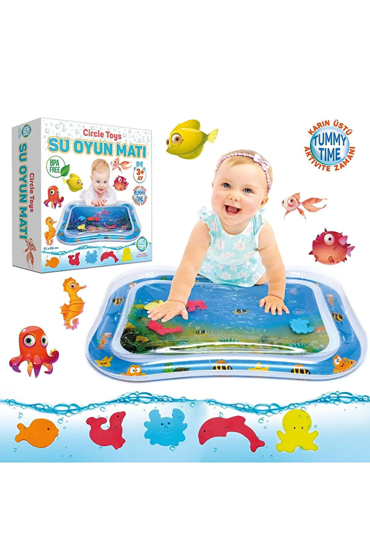 Bebek Su Oyun Matı Tummy Time Karın Üstü Aktivite Zamanı