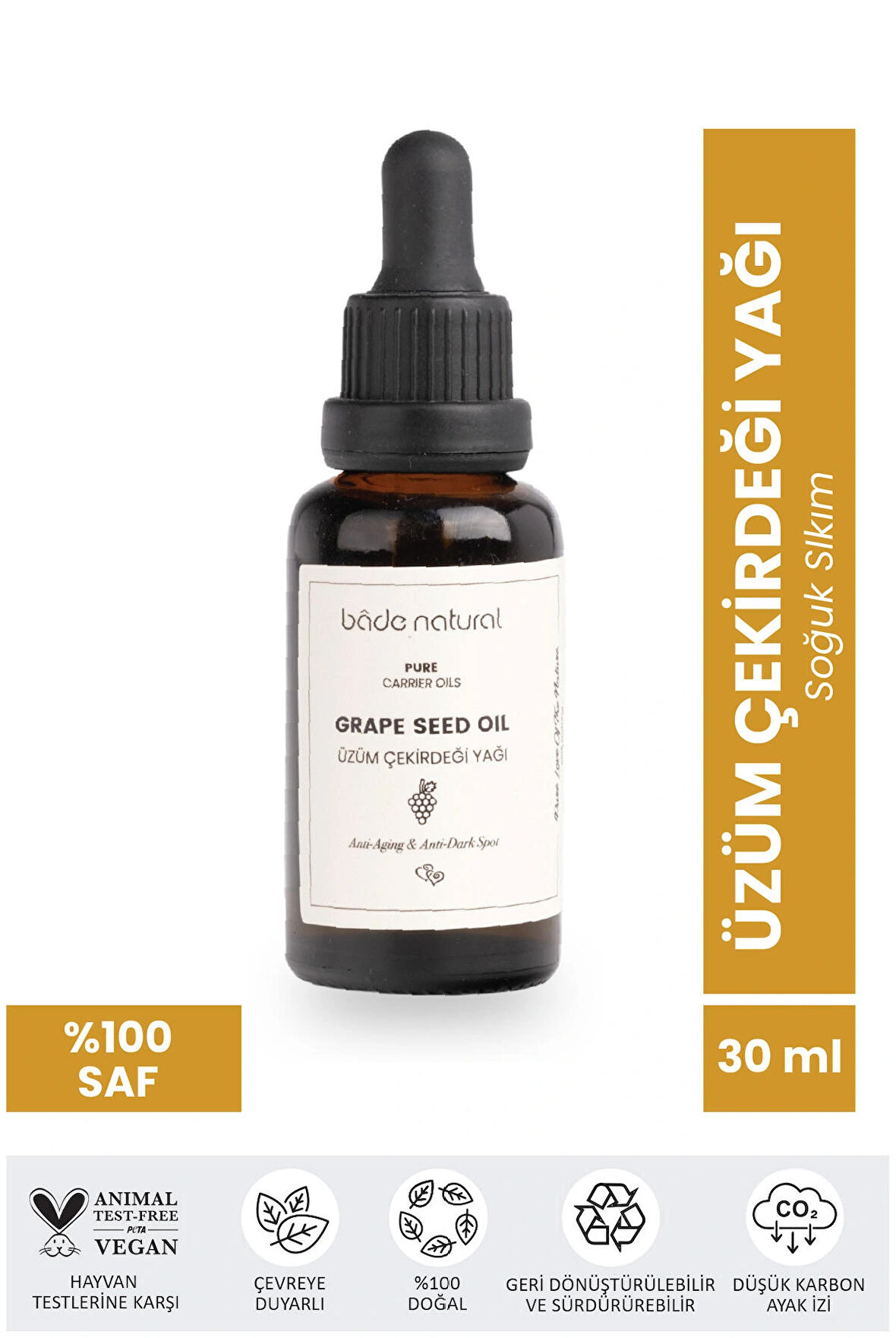 Üzüm Çekirdeği Yağı Soğuk Sıkım %100 Saf 30 ml