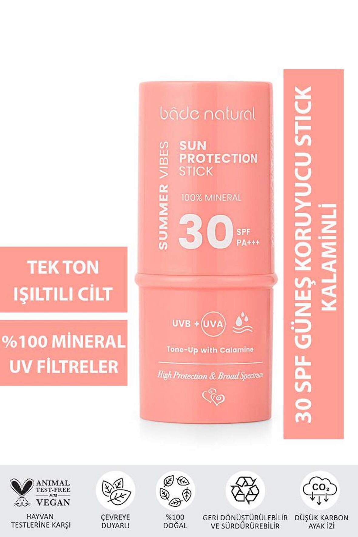 Bade Natural Pembe Güneş Koruyucu Stick 30 Spf Kalaminli