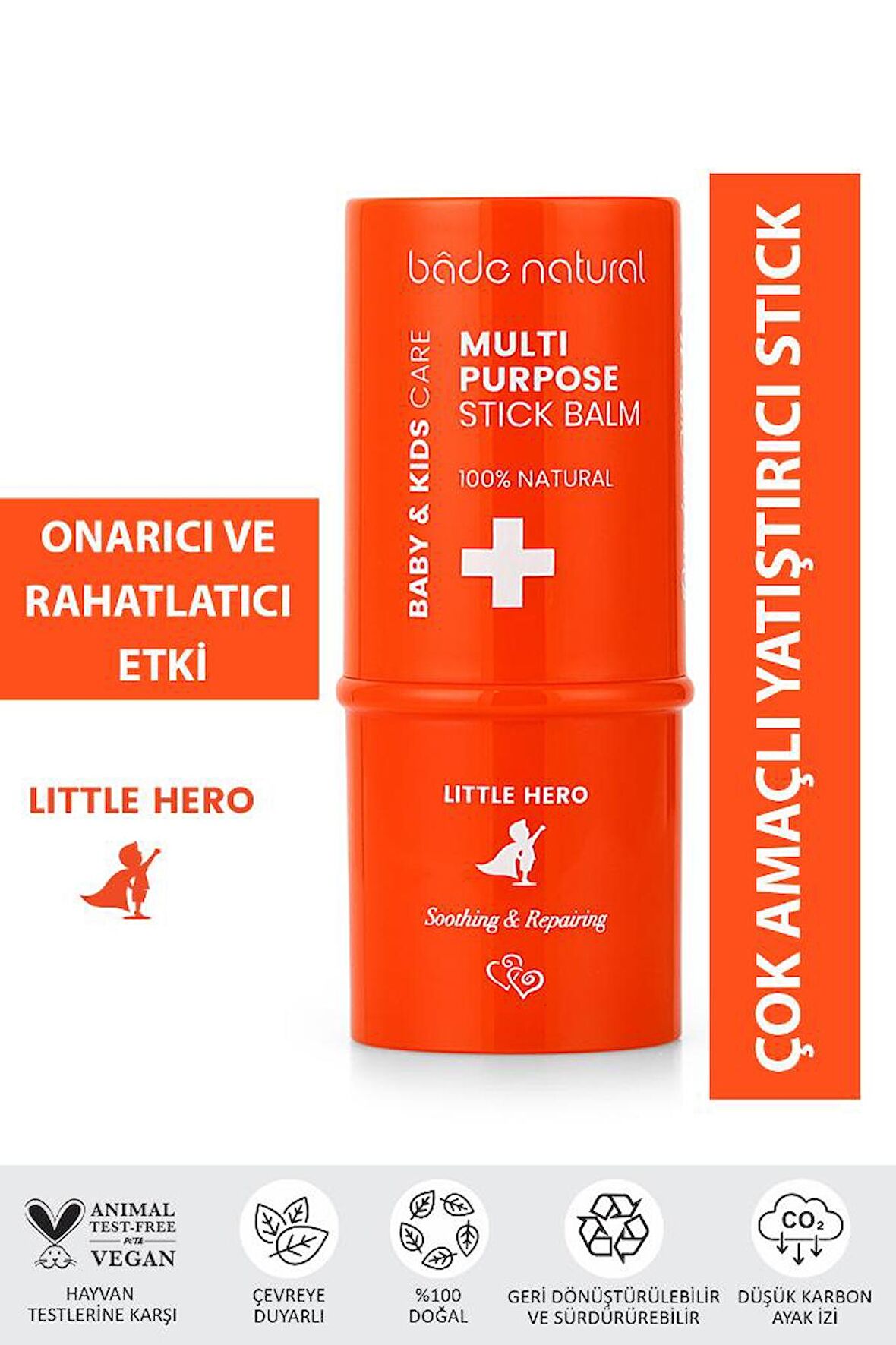 Bade Natural Little Hero %100 Doğal Stick Onarıcı ve Rahatlatıcı Çok Amaçlı