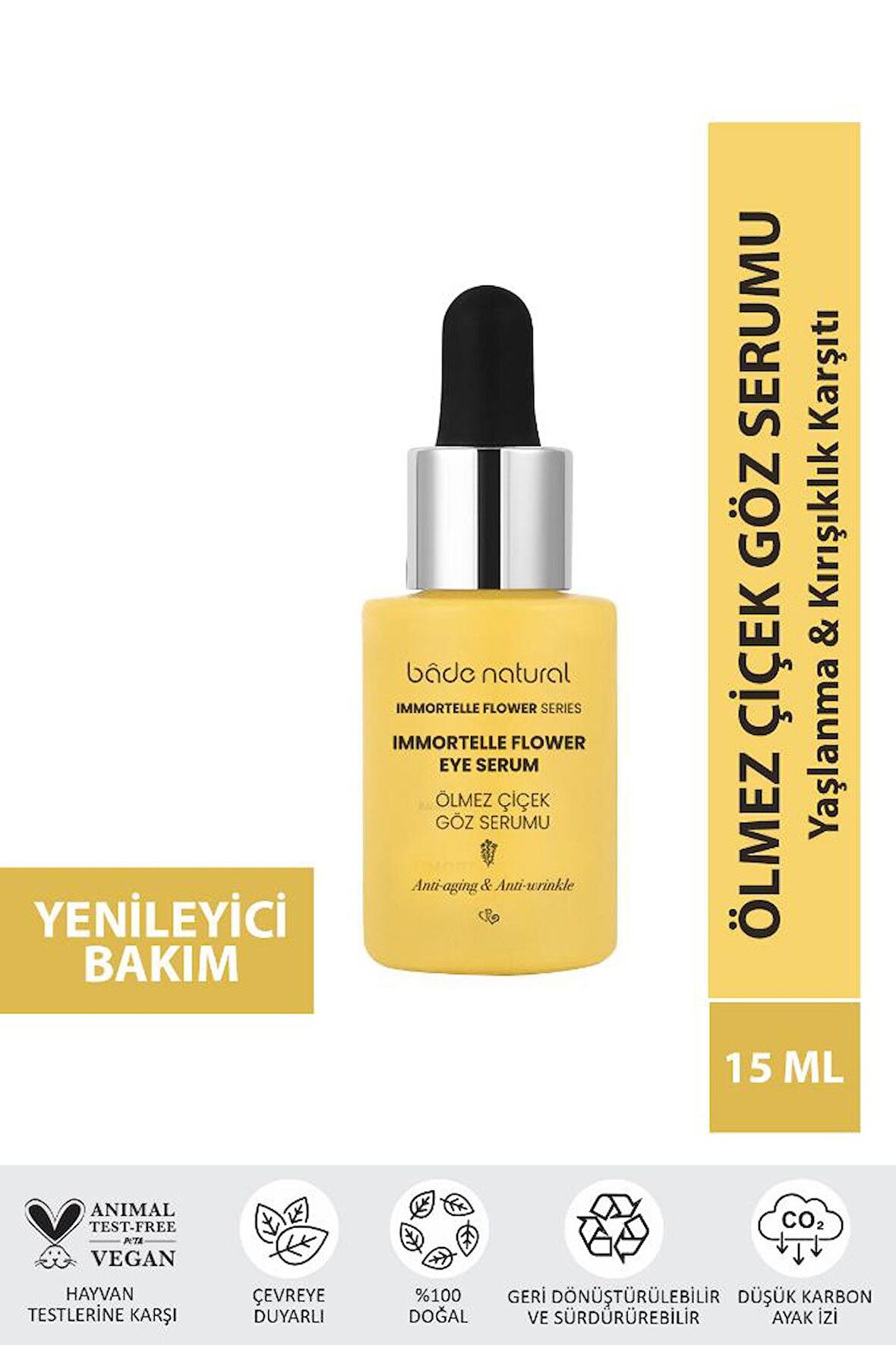 Bade Natural Ölmez Çiçek Yaşlanma&Kırışıklık Karşıtı Göz Bakım Serumu 15 ml