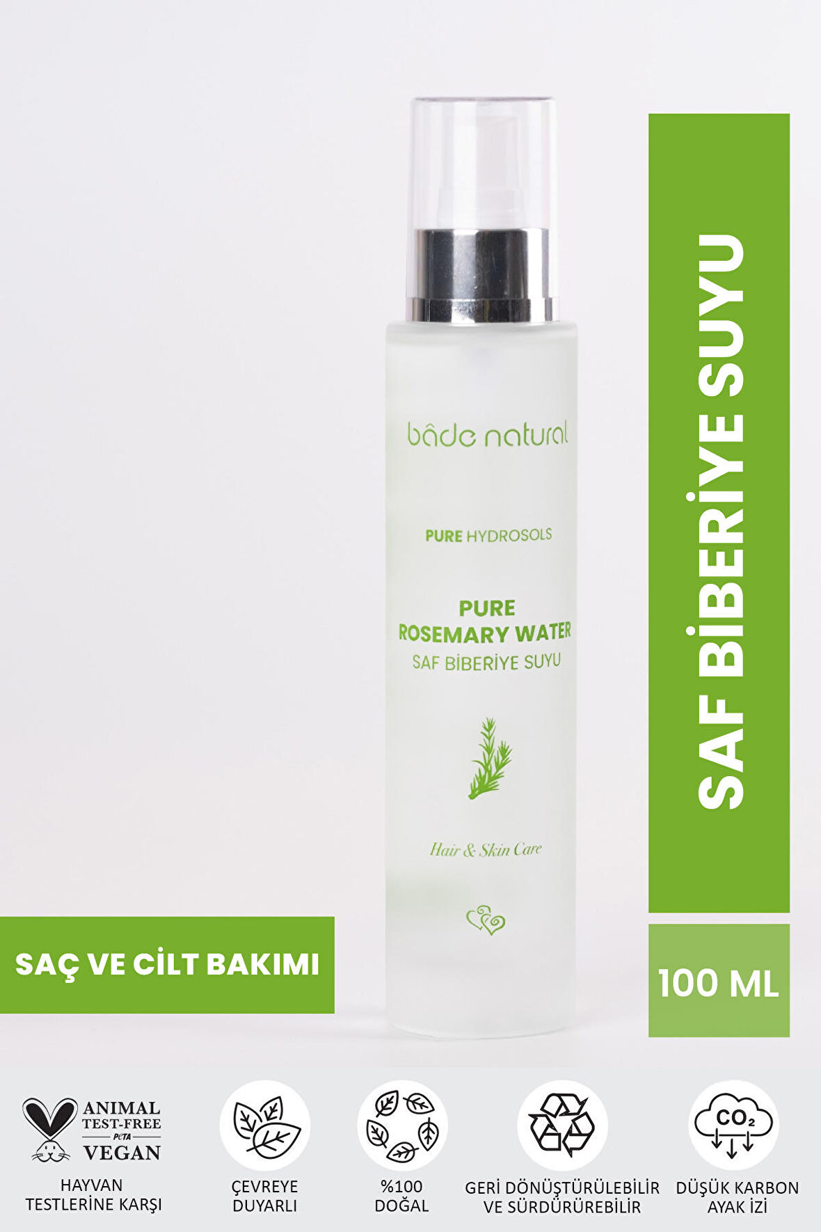 Bade Natural Biberiye Suyu Güçlendirici Saç Toniği %100 Doğal ve Saf 100 ml