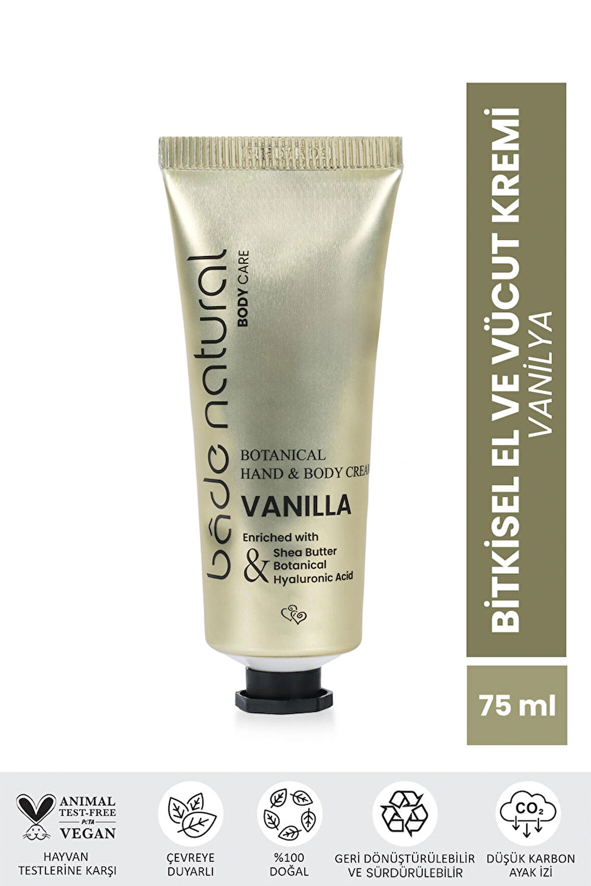 Vanilya Bitkisel El ve Vücut Kremi %100 Doğal ve Vegan 75ml