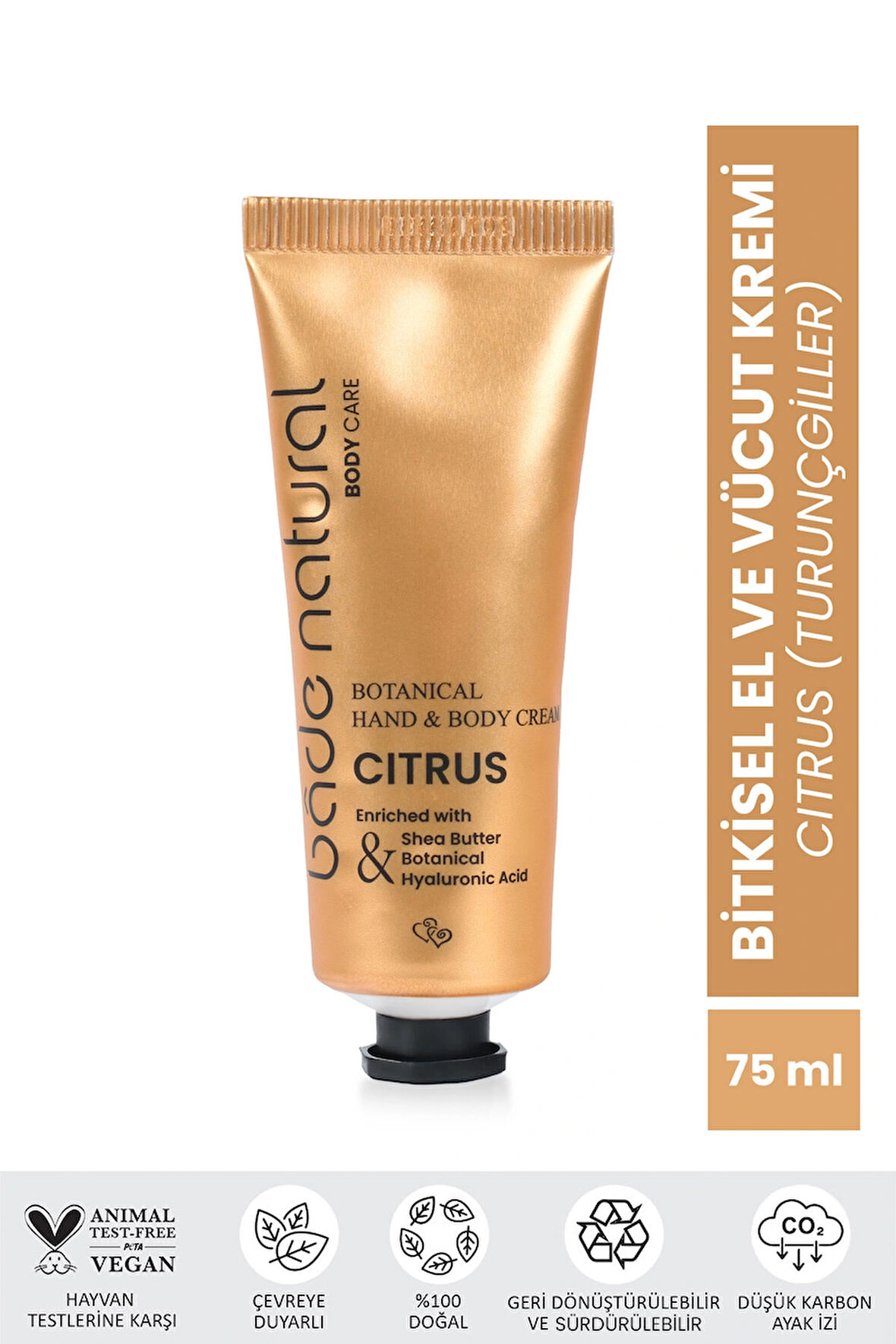 Bade Natural Citrus Bitkisel El ve Vücut Kremi %100 Doğal ve Vegan 75ml 