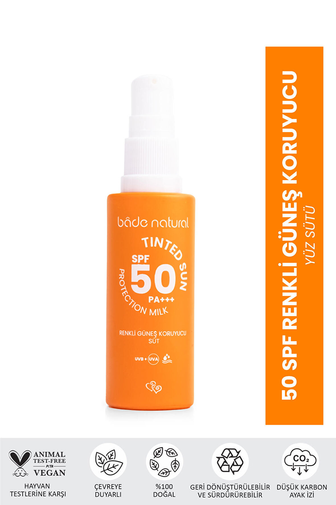 Bade Natural 50 SPF Renkli Güneş Koruyucu Süt 30 ml