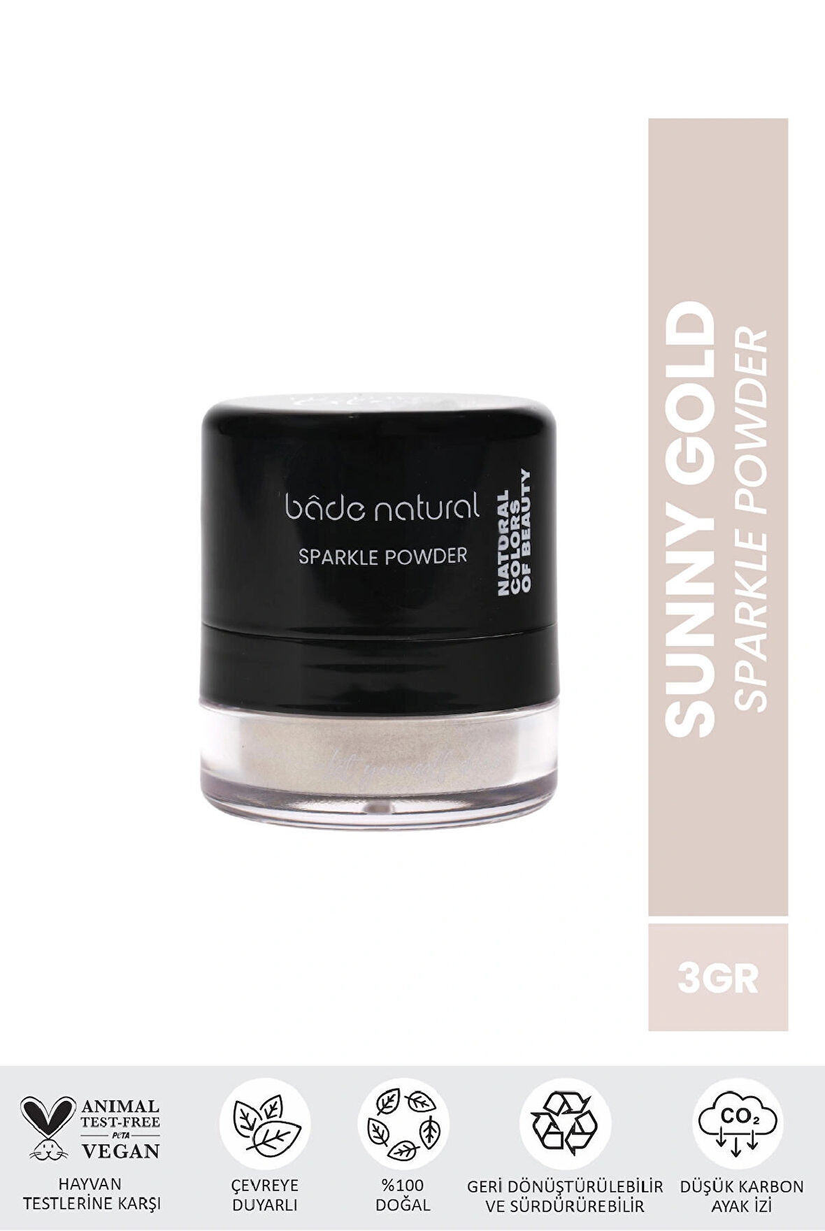 Bade Natural Sparkle Powder Sunny Gold Toz Işıltılı Aydınlatıcı %100 Doğal