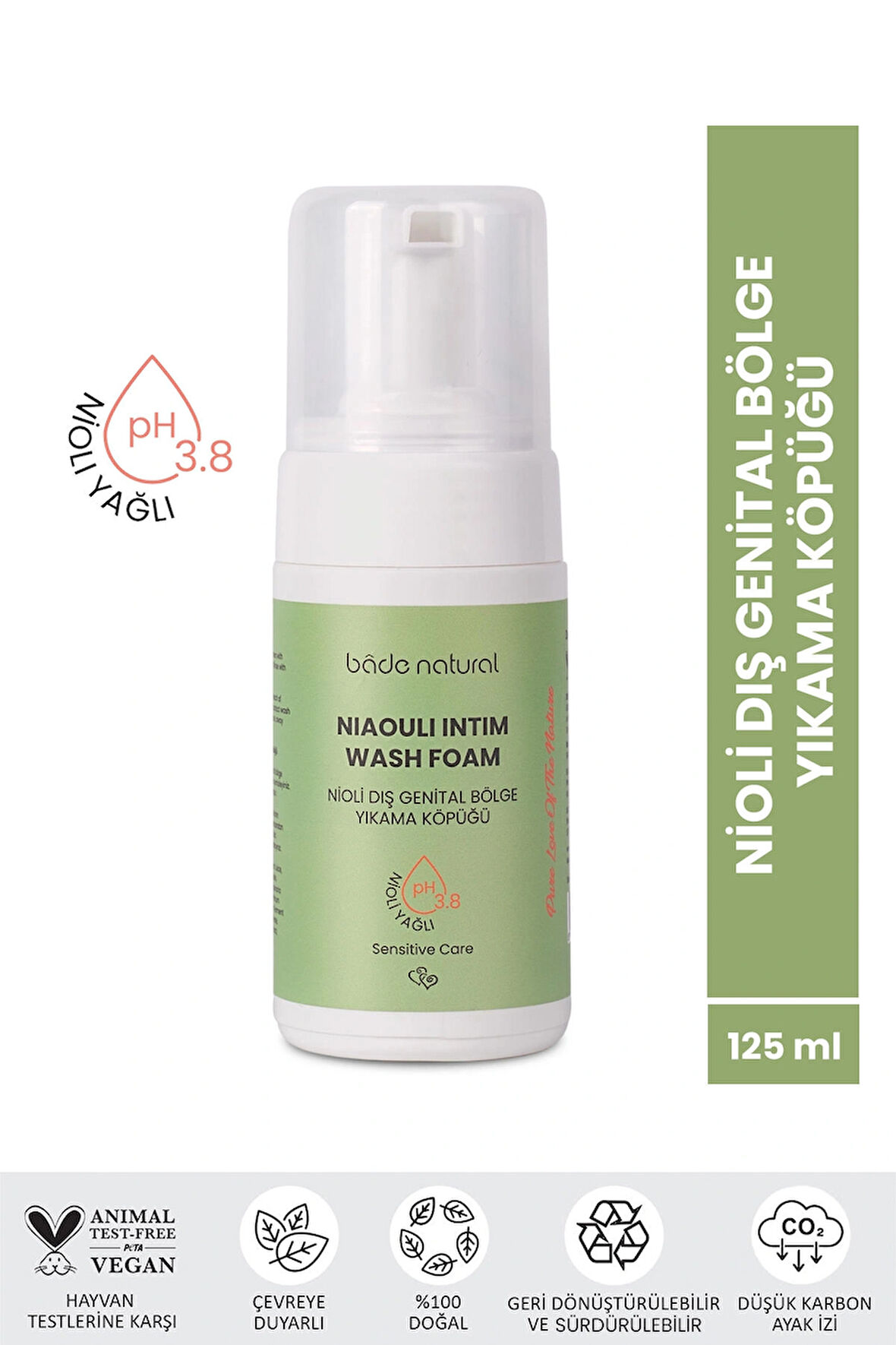 Nioli Yağlı Dış Genital Bölge Yıkama Köpüğü Ph 3.8 %100 Doğal 125 ml