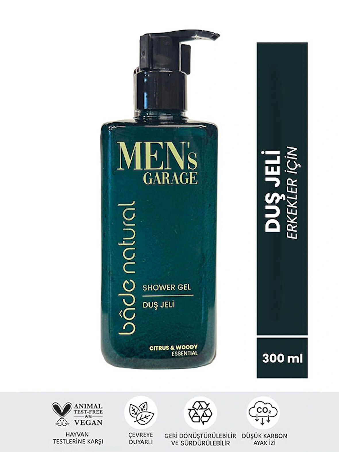 Bade Natural Men's Garage Duş Jeli Arındırıcı ve Canlandırıcı 300 ml