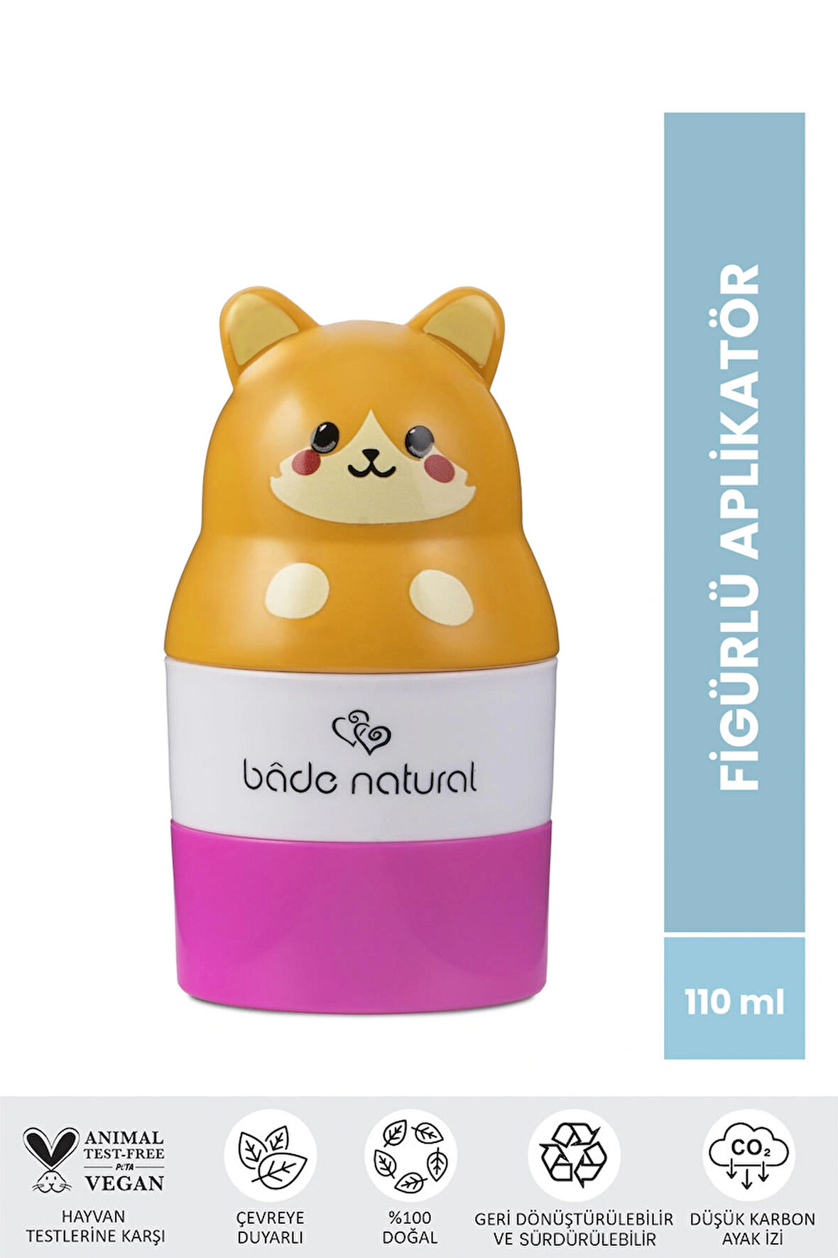 Bade Natural Güneş Koruyucu Losyon Aplikatörü Kedi Figürlü Doldurulabilir Roll On 110 ml
