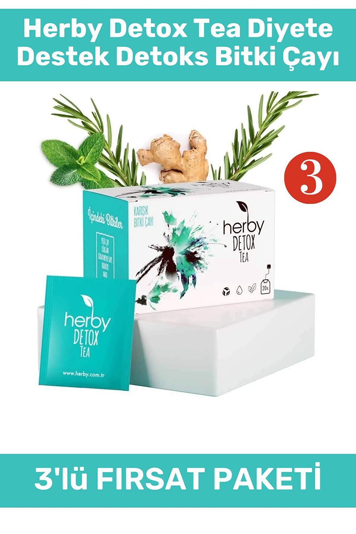 Detox Tea Diyete Destek Detoks Bitki Çayı 3'lü Paket