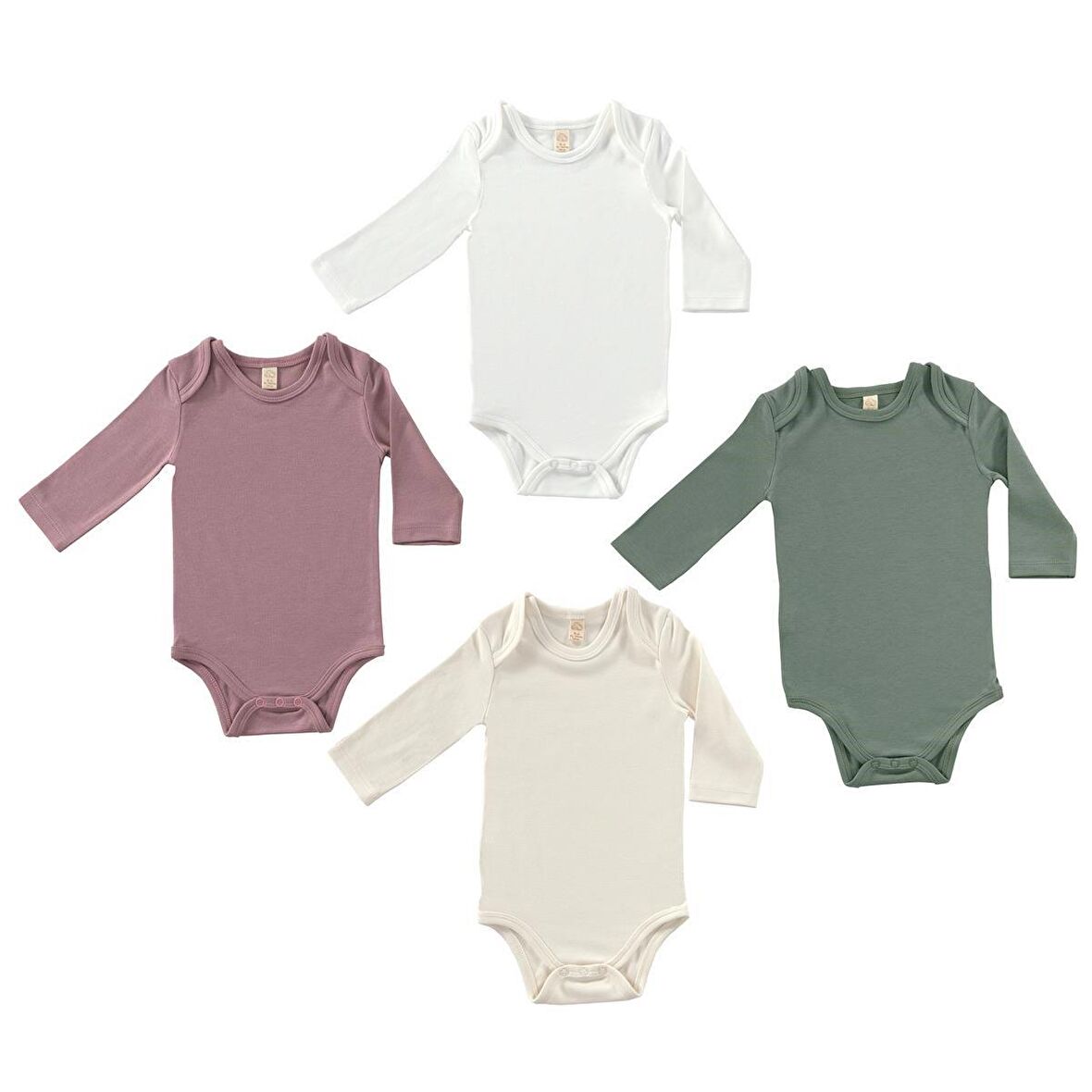 Softly Colors Uzun Kol Bebek Bodysuit Takımı - 4 Parça | Çok Renkli Alttan Çıtçıtlı Zıbın Body