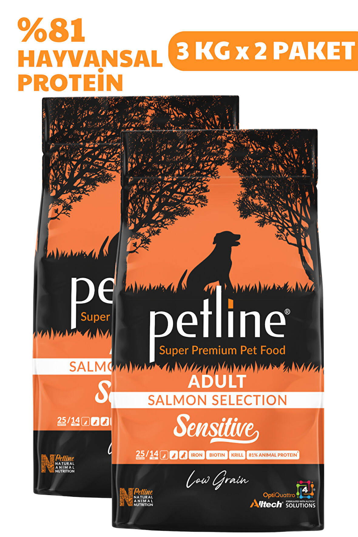 Petline Sensitive Skin & Coat  Deri ve Tüy Sağlığı İçin Somonlu Yetişkin Kuru Köpek Maması 6Kg (2x3Kg)