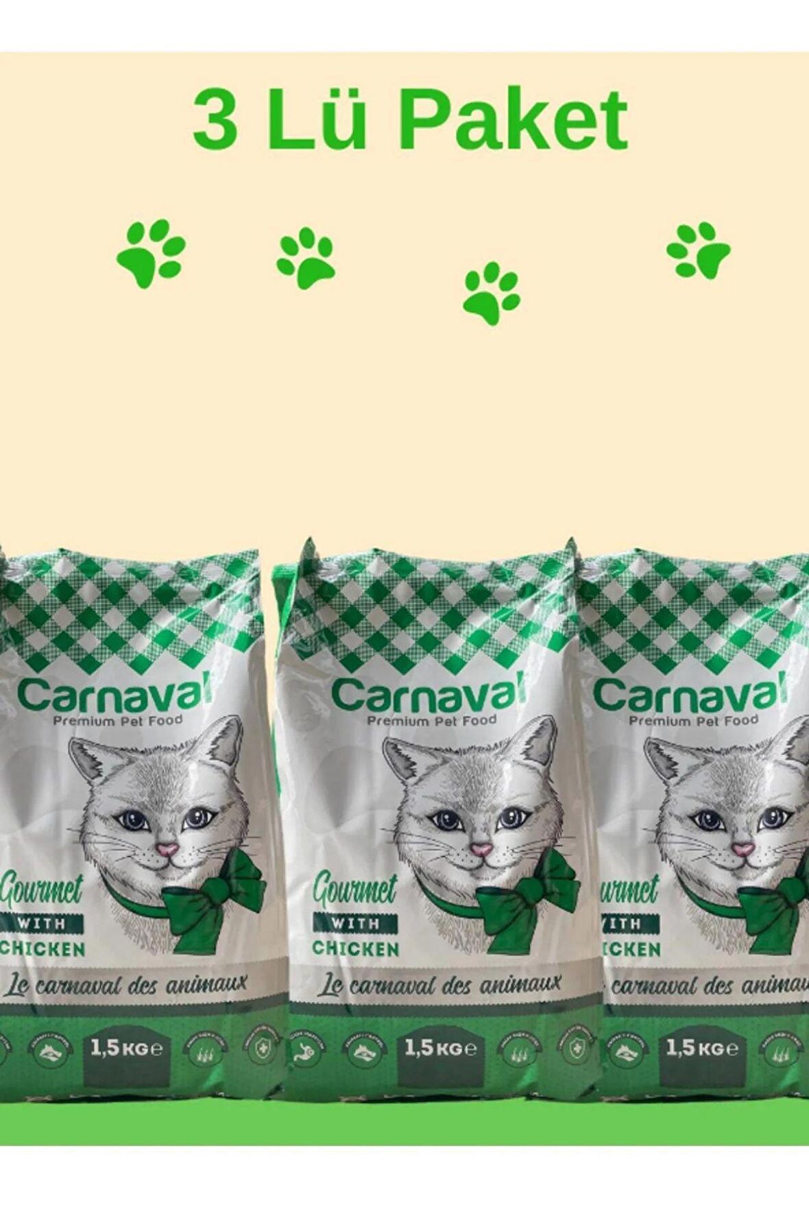 Premium Yetişkin Kedi Maması Gourmet 1.5 Kg 3 Adet Set