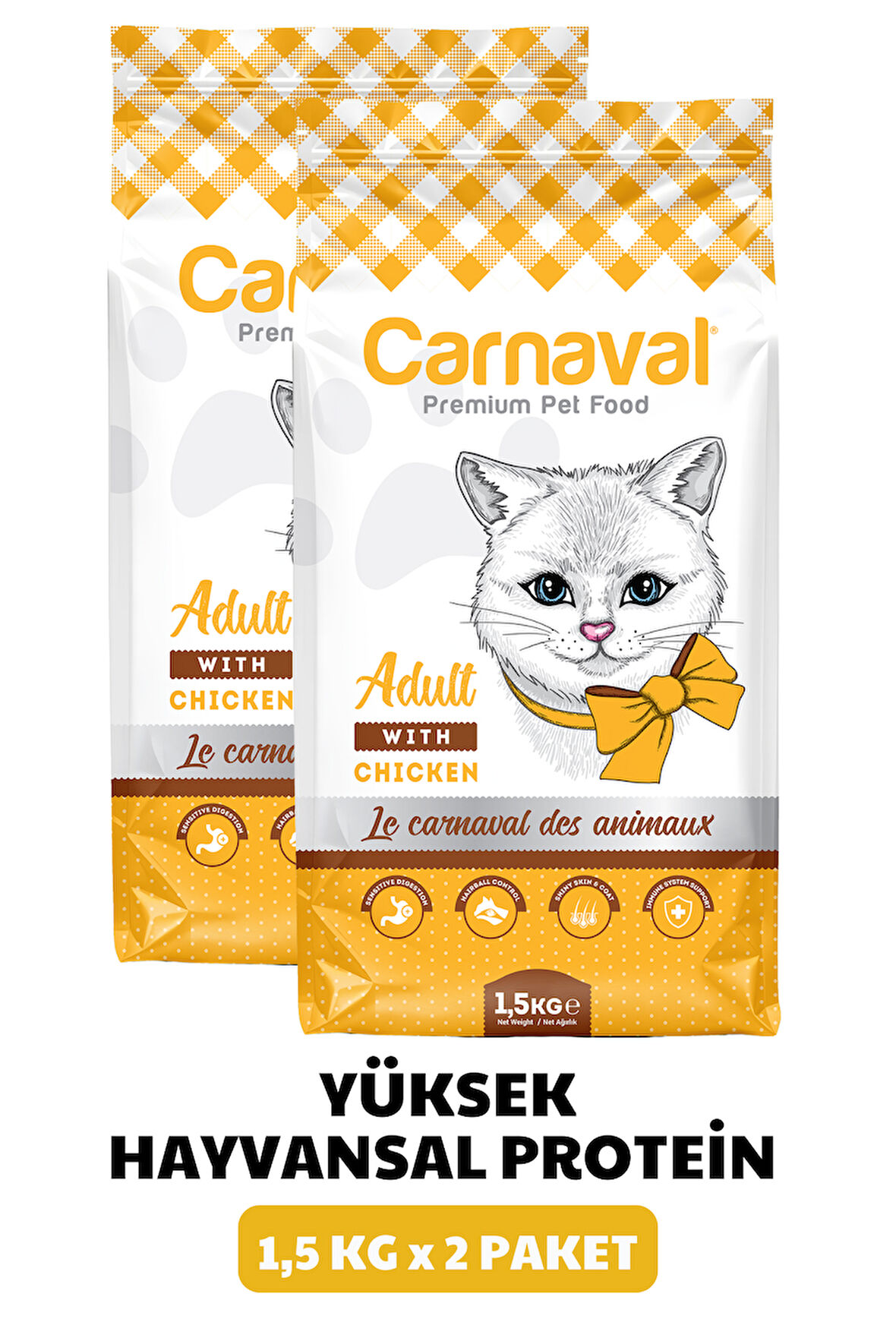 Carnaval Tavuklu Yetişkin Kedi Maması 3Kg (2x1.5Kg) 