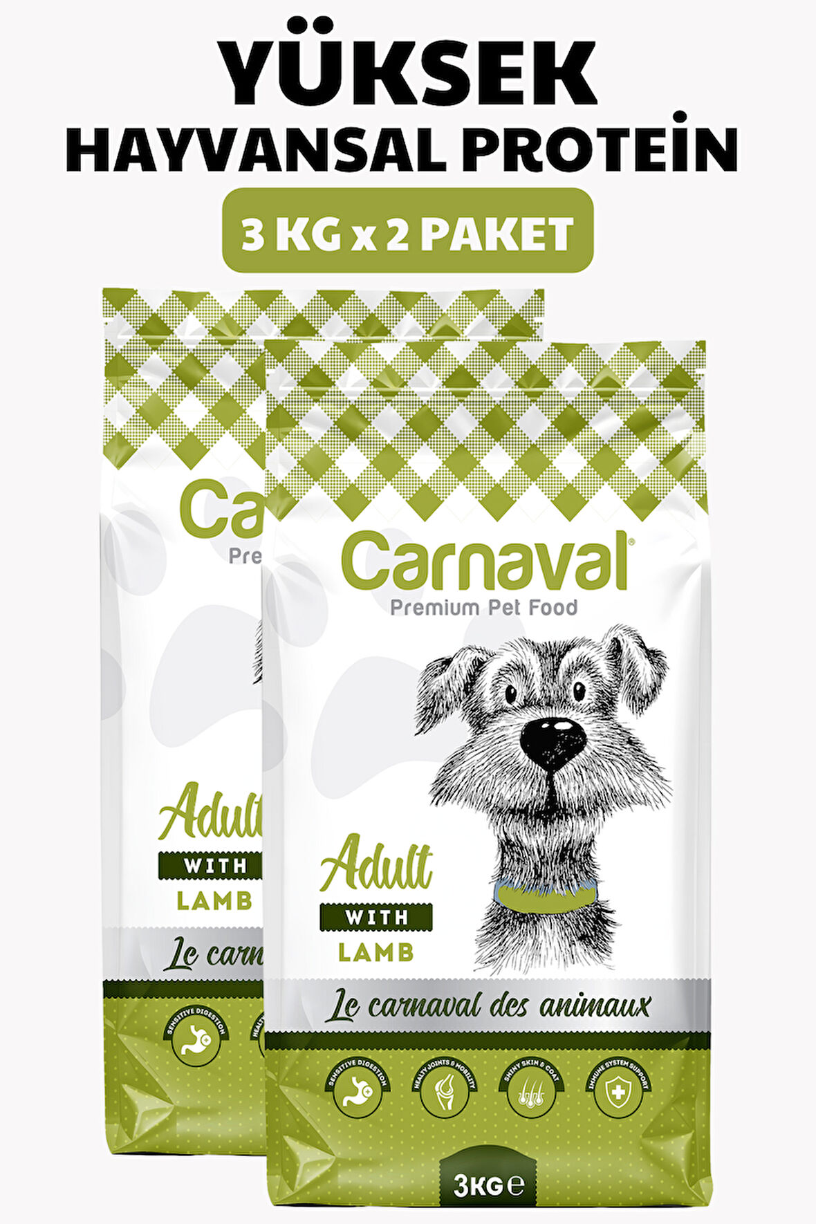 Carnaval Lamb Adult Kuzu Etli Yetişkin Köpek Maması 6Kg (2x3Kg)