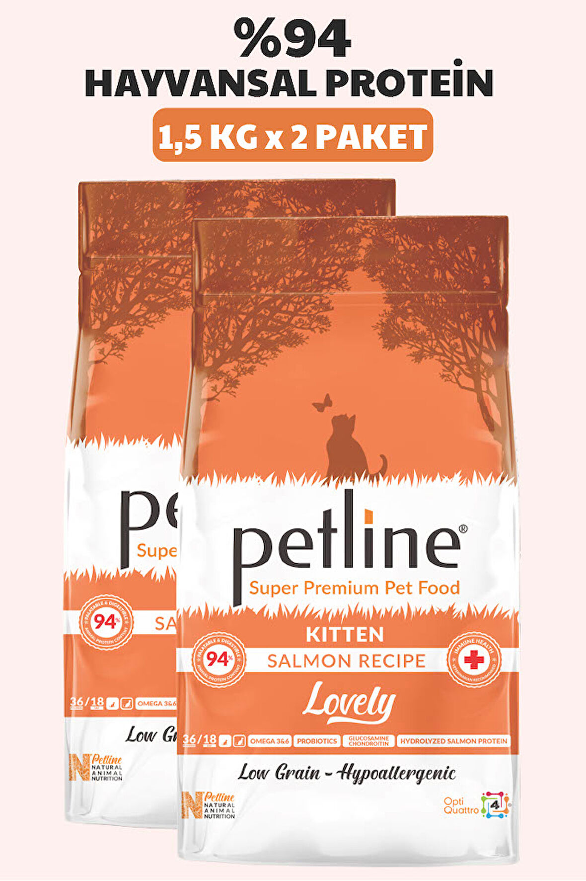 Petline Lovely Kitten Somonlu Yavru Kedi Maması 3Kg (2x1.5Kg) 