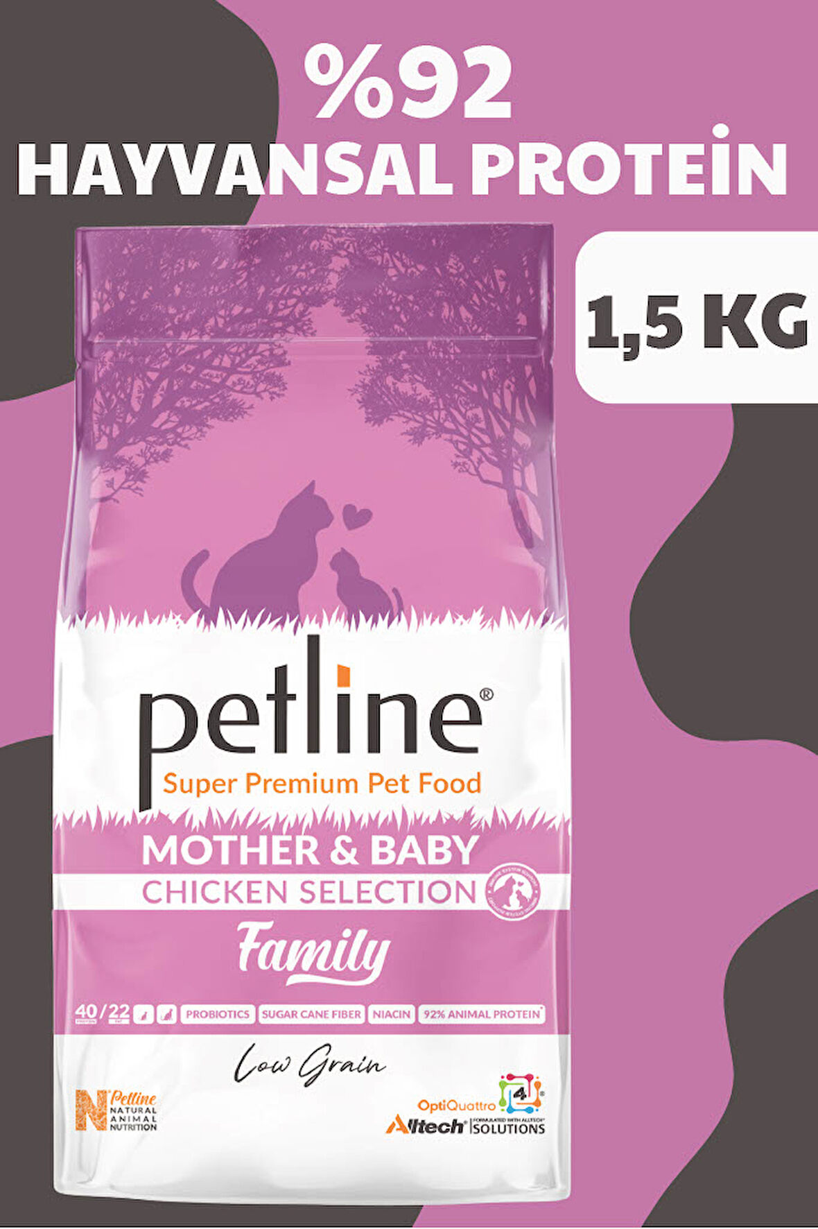 Petline Family Mother & Babycat Tavuklu Anne ve Yavru Kedi Maması 1.5Kg