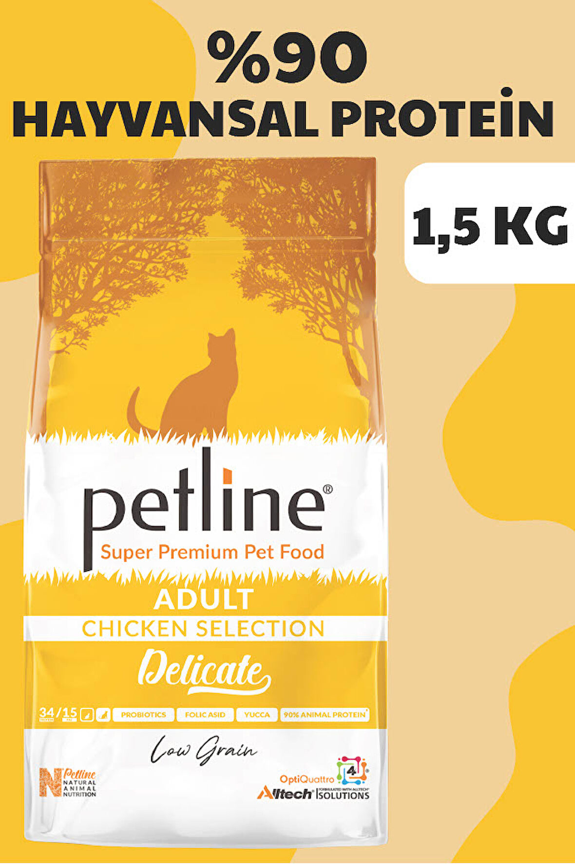 Petline Delicate Tavuklu Düşük Tahıllı Yetişkin Kedi Maması 1.5Kg