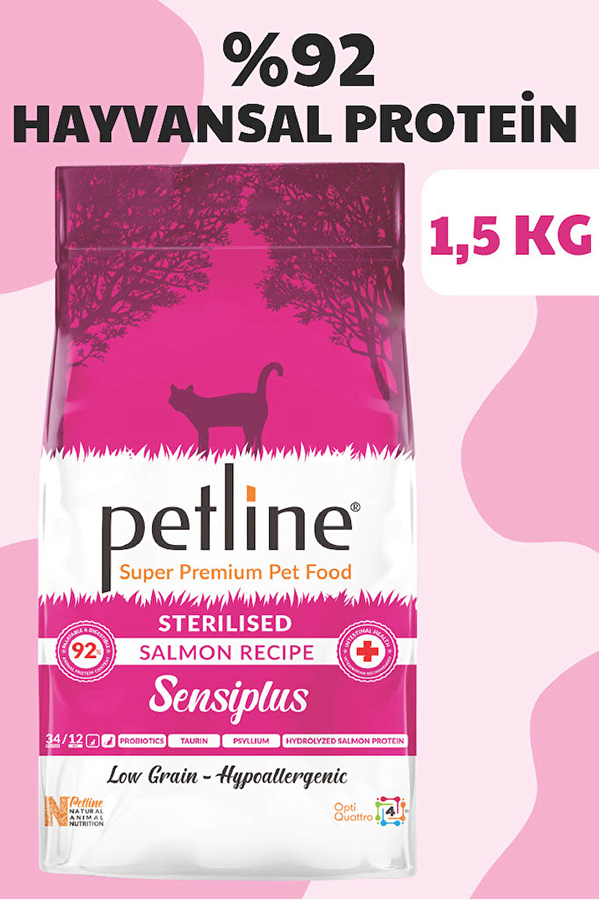 Petline Sterilised Düşük Tahıllı Kısırlaştırılmış Somonlu Yetişkin Kedi Maması 1.5Kg