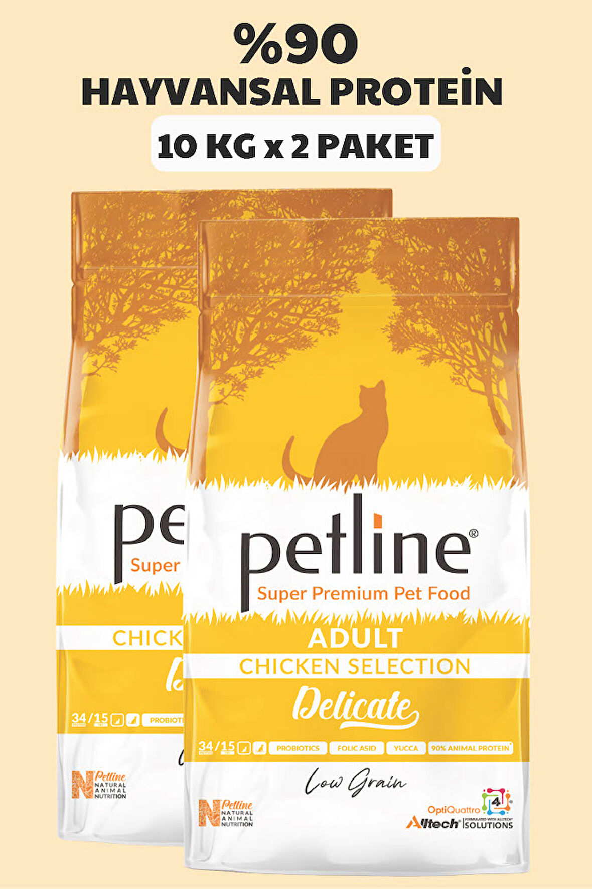 Petline Delicate Tavuklu Düşük Tahıllı Yetişkin Kedi Maması 20Kg (2x10Kg)