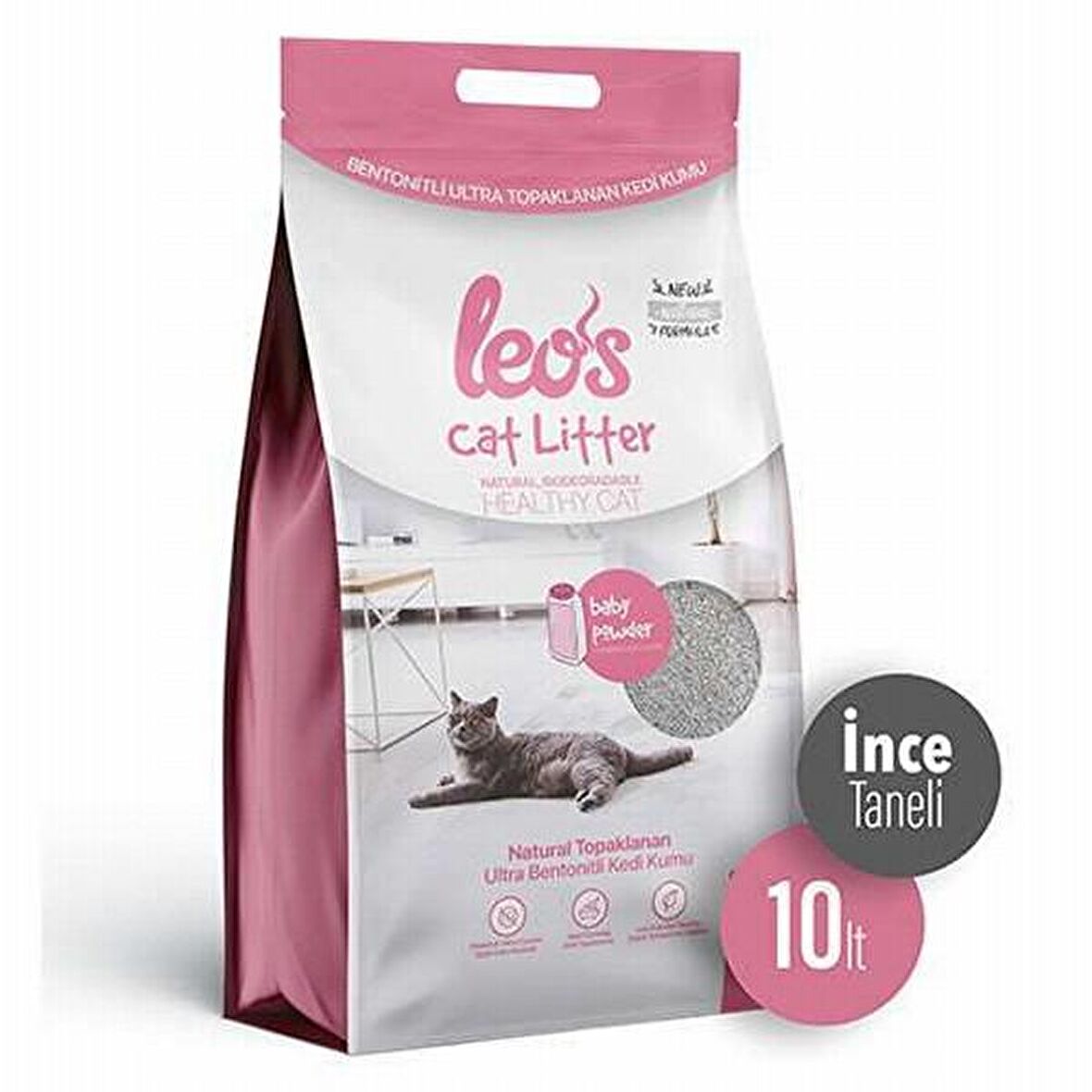 Leos Cat Litter Baby Powder Kokulu İnce Bentonit Kedi Kumu 10 Lt 