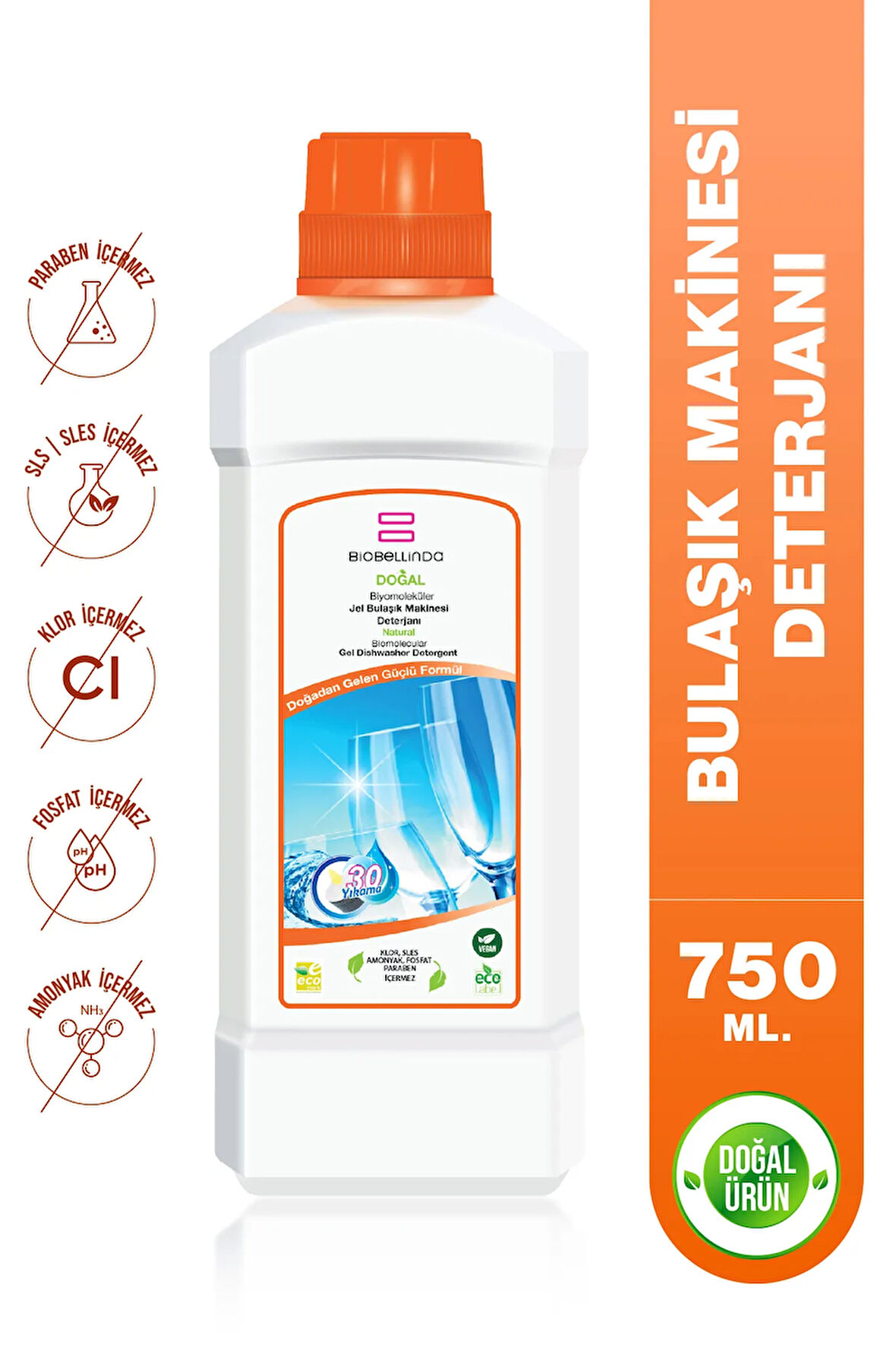 Doğal Biyomoleküler Konsantre Jel Bulaşık Makinesi Deterjanı 750 ml