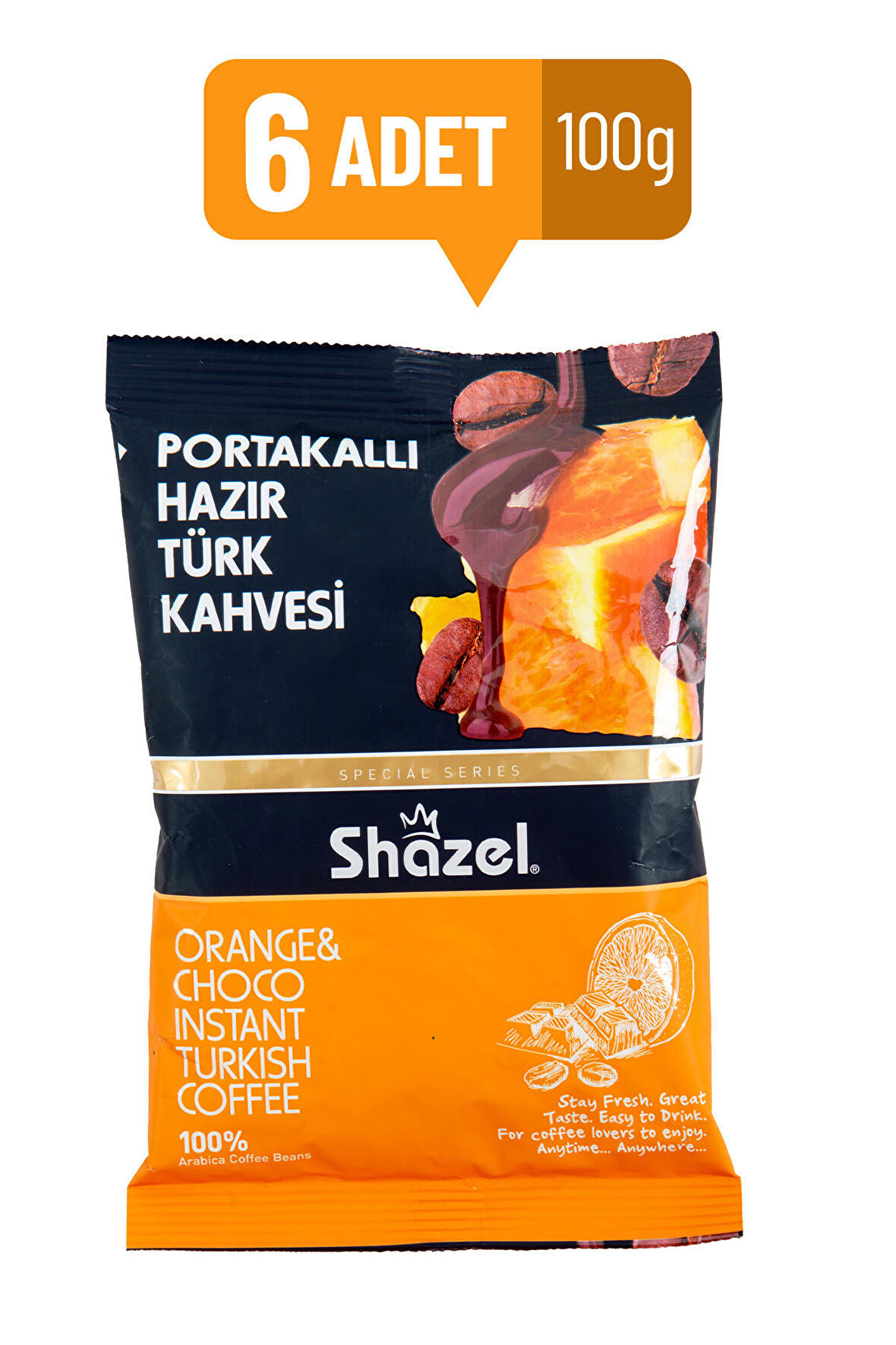 Shazel Special Portakallı Hazır Türk Kahvesi 100g x 6 adet