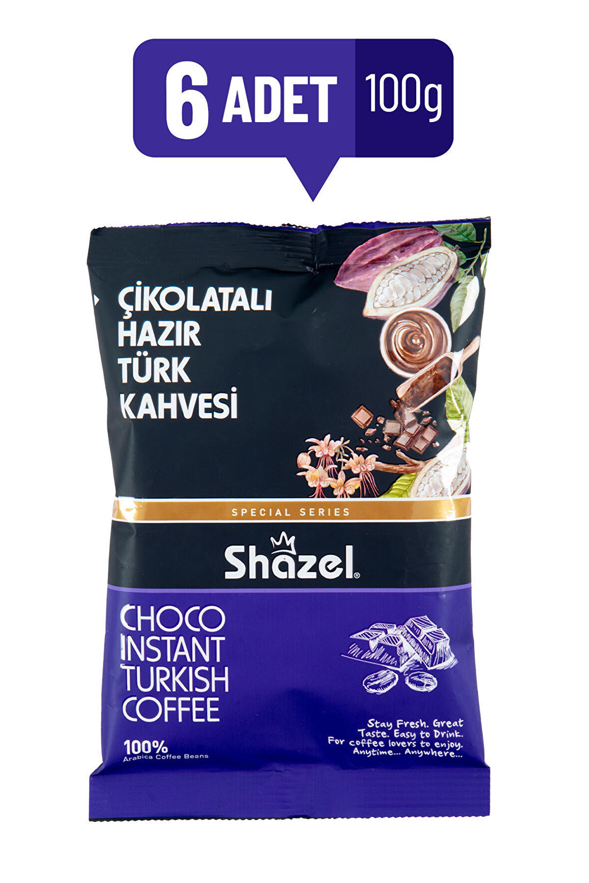Shazel Special Çikolatalı Hazır Türk Kahvesi 100g x 6 adet