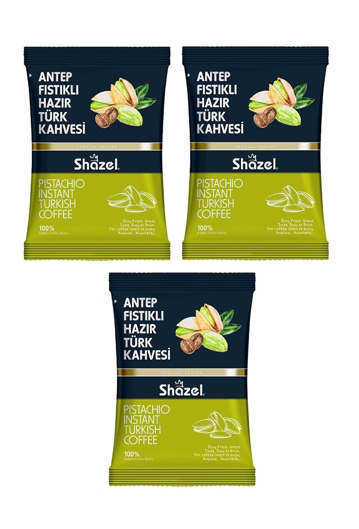 Shazel 100 gr 3'lü Antep Fıstıklı Türk Kahvesi
