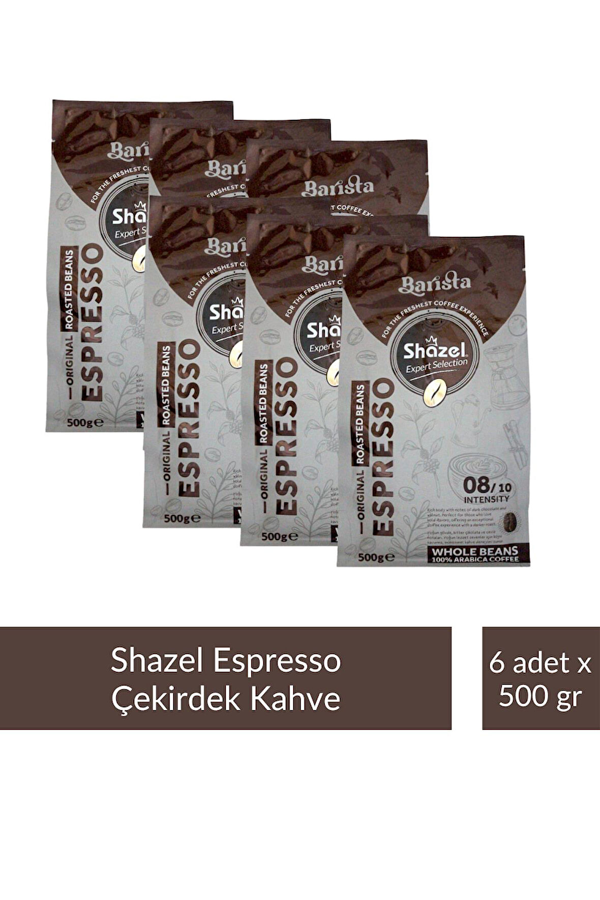 Shazel Çekirdek Espresso Kahve 500 gr x 6 Adet