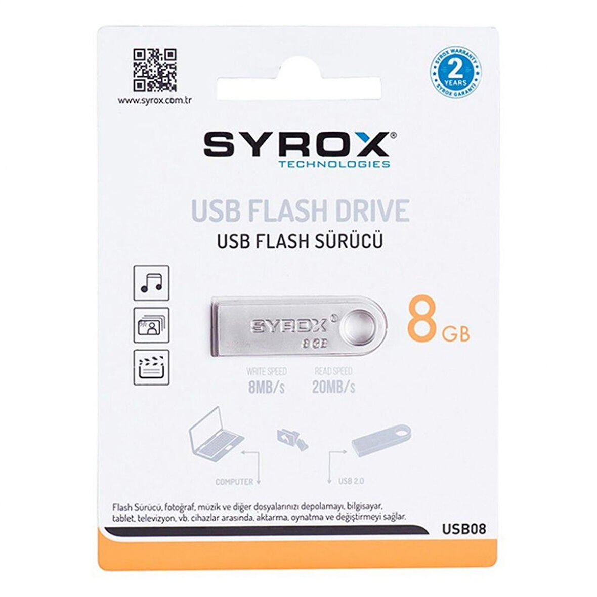 SYROX USB Flash Bellek Metal 8GB