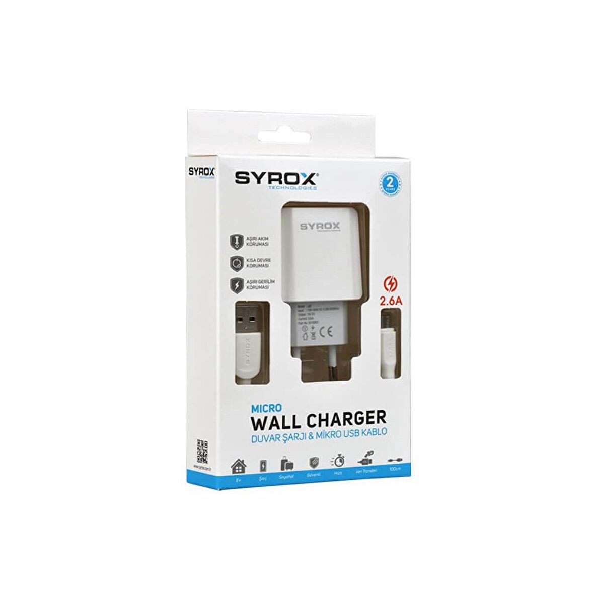 Syrox J47 Micro USB 5 Watt Hızlı Şarj Aleti Beyaz