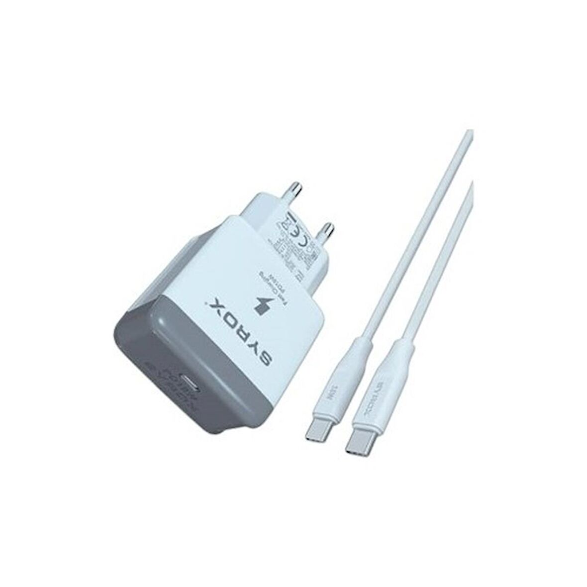 Syrox Pd 18t Type-C 18 Watt Hızlı Şarj Aleti Beyaz