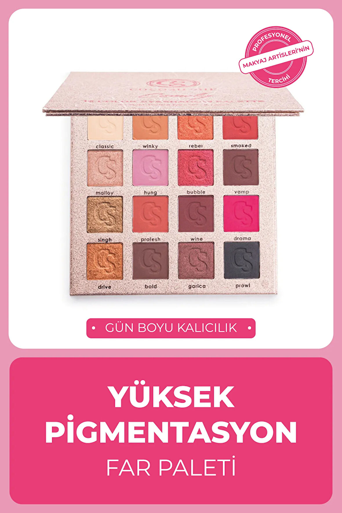 Comely Eyeshadow 16 Renk Göz Farı Paleti, Yüksek Pigmentasyon, Topaklanmaz, Kolay Dağılım