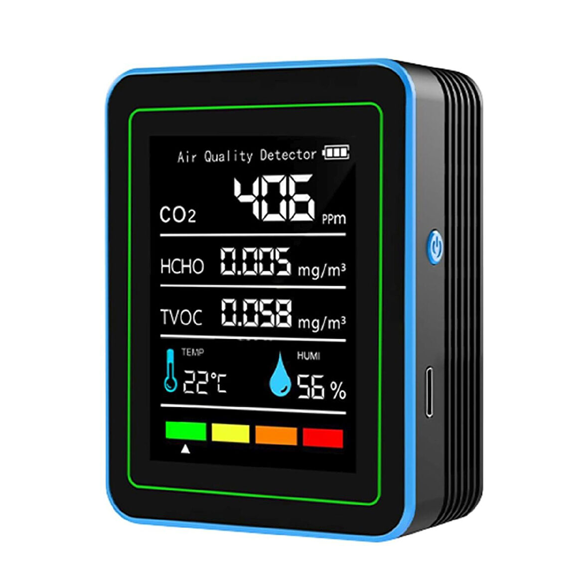 AEK-Tech 5'li CO2,HCHO,TVOC,SICAKLIK,NEM Dedektör Taşınabilir Ev Ofis Hava Kalitesi Ölçüm Cihazı