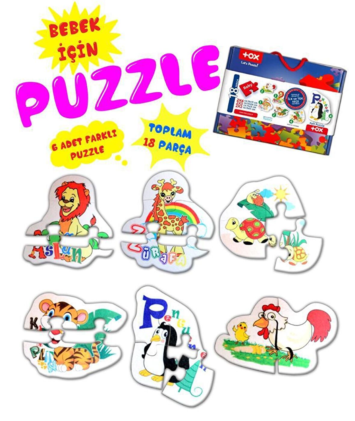 Tox Hayvanlar 2+ Keçe Yapboz - Puzzle T03