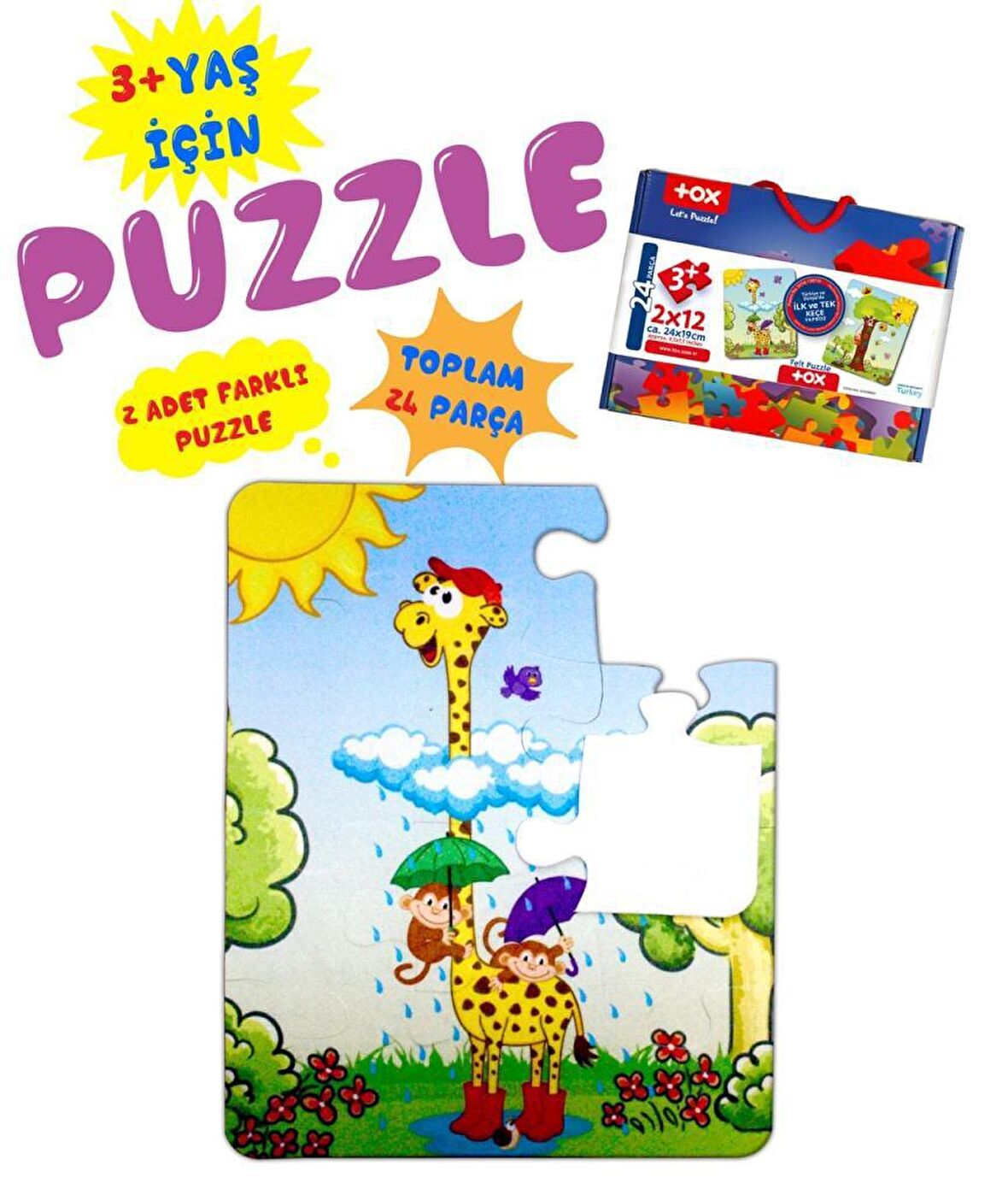 Tox Zürafa 3+ Keçe Yapboz - 3 Yaş Puzzle T43