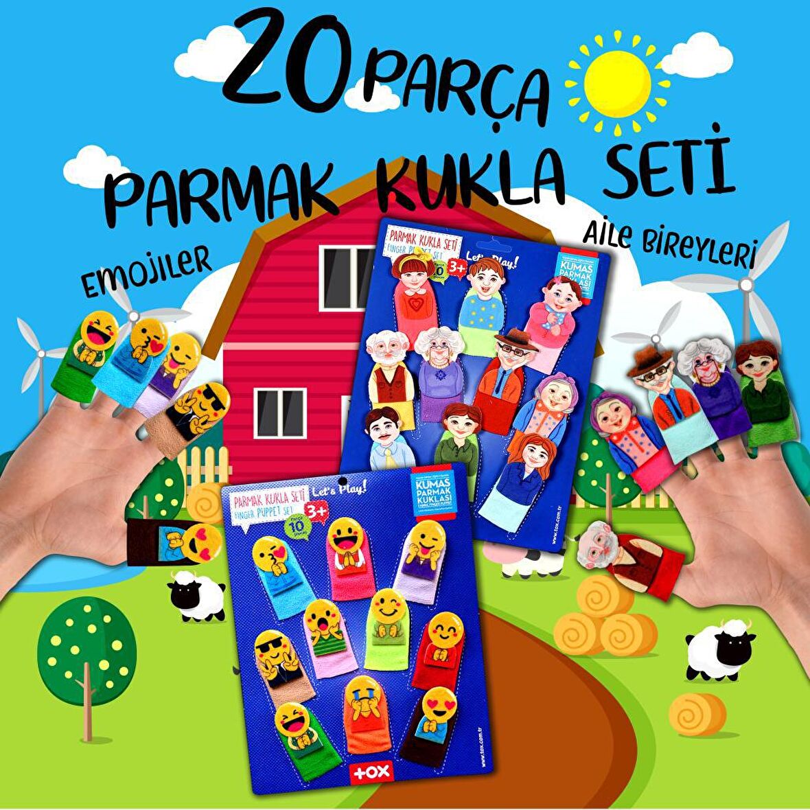 2 Set - 20 Parça Tox Emojiler ve Aile Bireyleri Parmak Kukla T106 T752