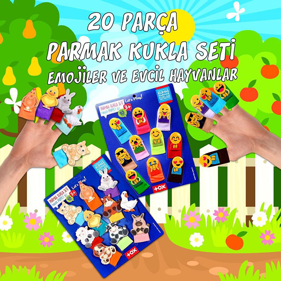 2 Set - 20 Parça Tox Emojiler ve Evcil Hayvanlar Parmak Kukla T106 T77-2