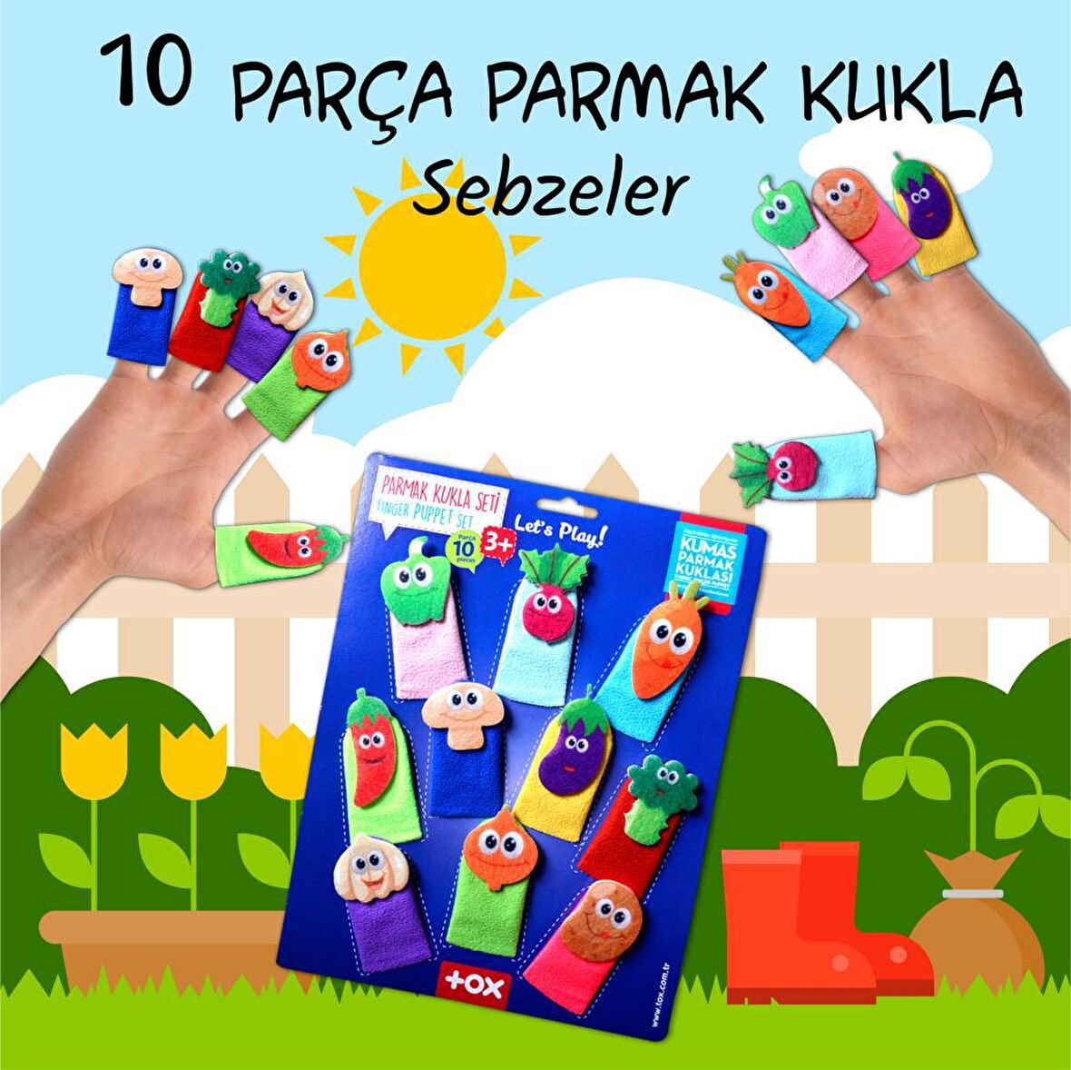Tox Sebzeler 10 Parça Parmak Kukla , Eğitici Oyuncak T104