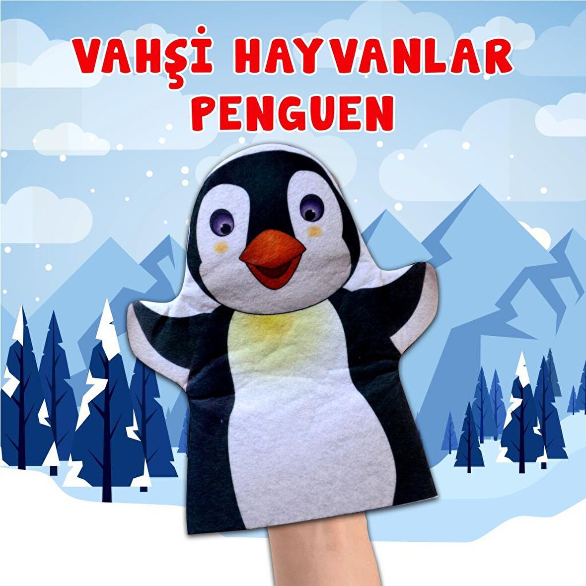 Tox Penguen Vahşi Hayvanlar Keçe El Kukla , Eğitici Oyuncak