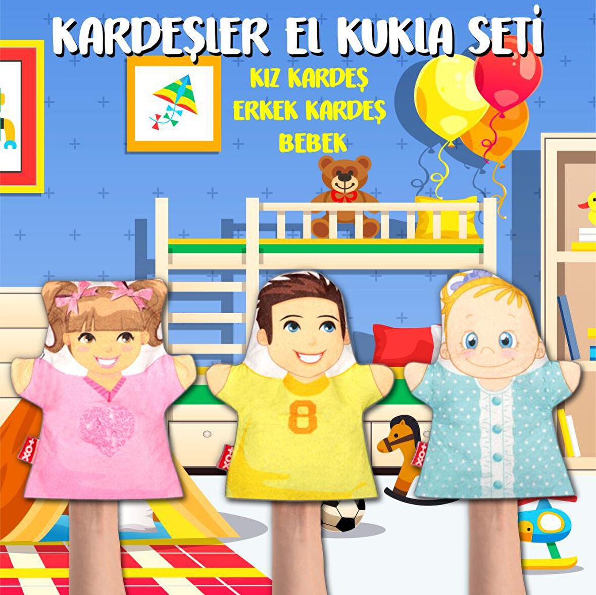 3 Parça Tox Kardeşler El Kukla Set , Eğitici Oyuncak